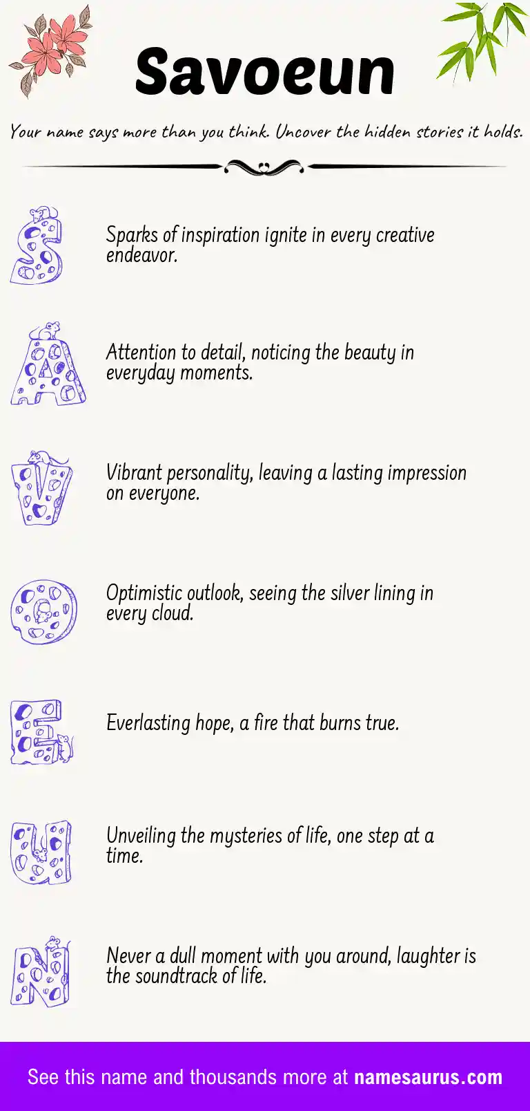 Acrostic poem about Savoeun.