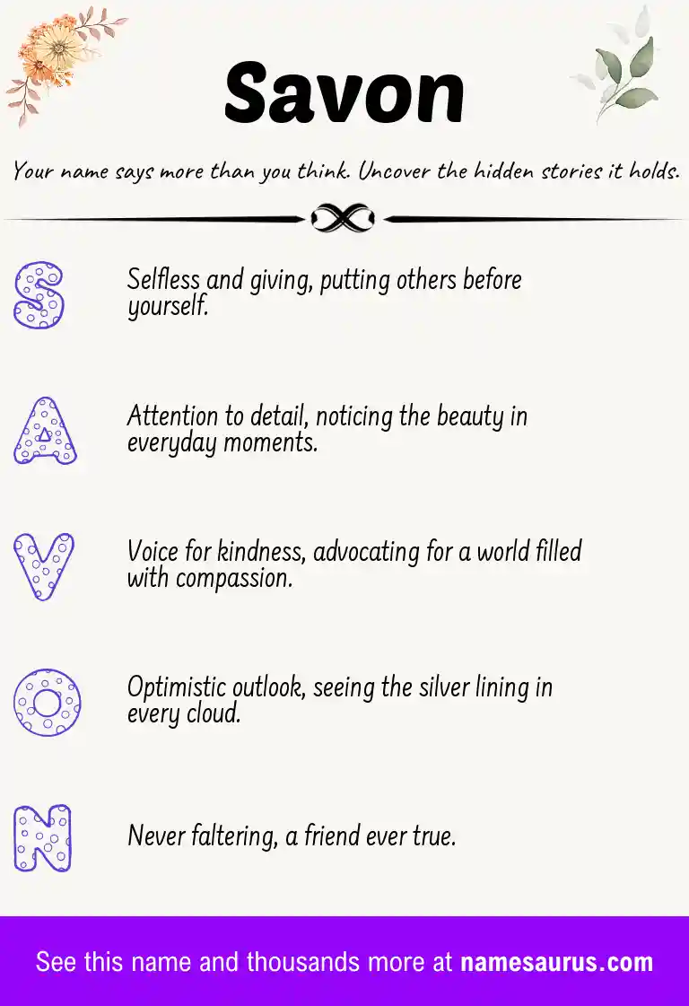 Acrostic poem about Savon.