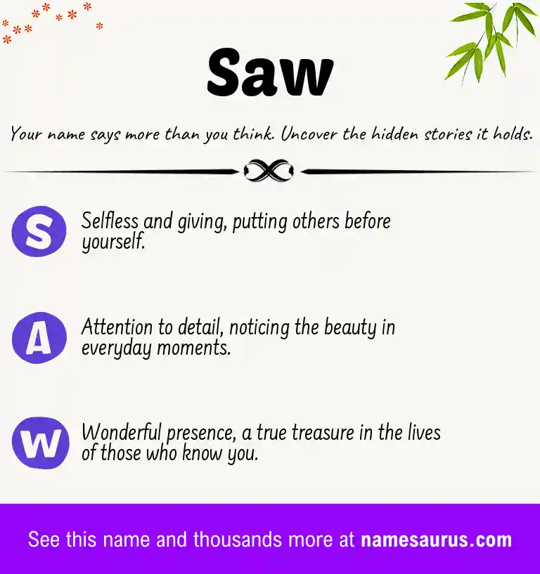 Acrostic poem about Saw.