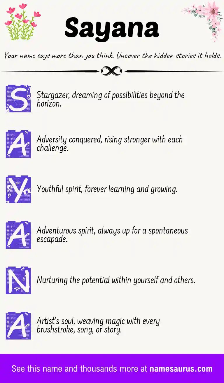 Acrostic poem about Sayana.