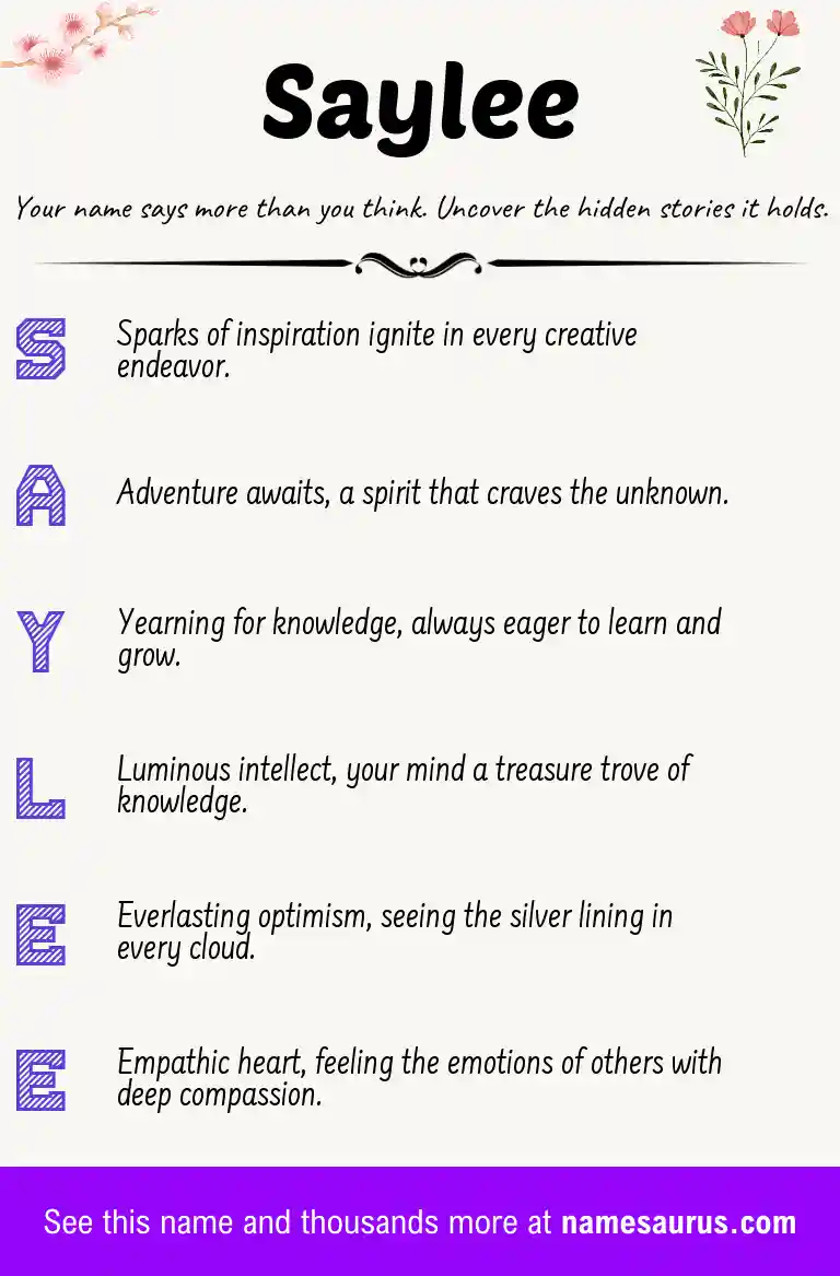 Acrostic poem about Saylee.