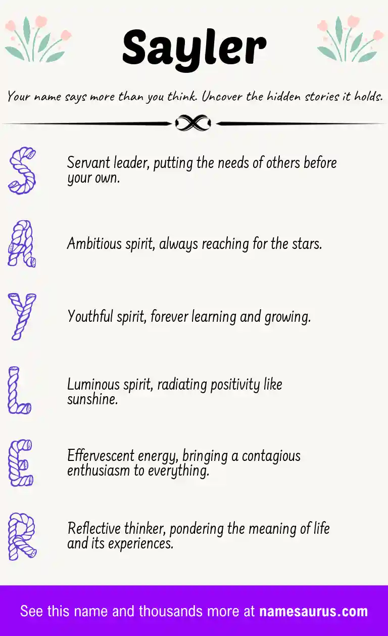 Acrostic poem about Sayler.