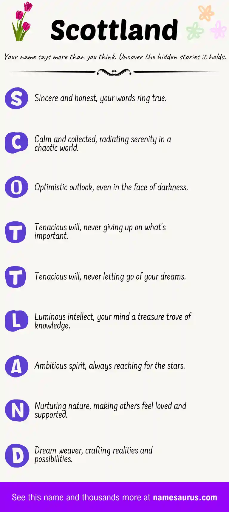 Acrostic poem about Scottland.