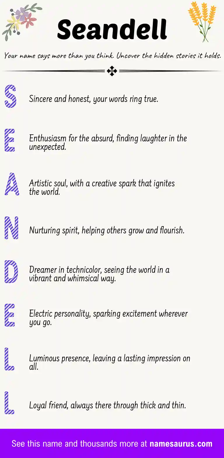 Acrostic poem about Seandell.