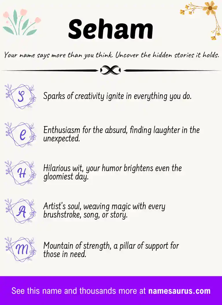 Acrostic poem about Seham.