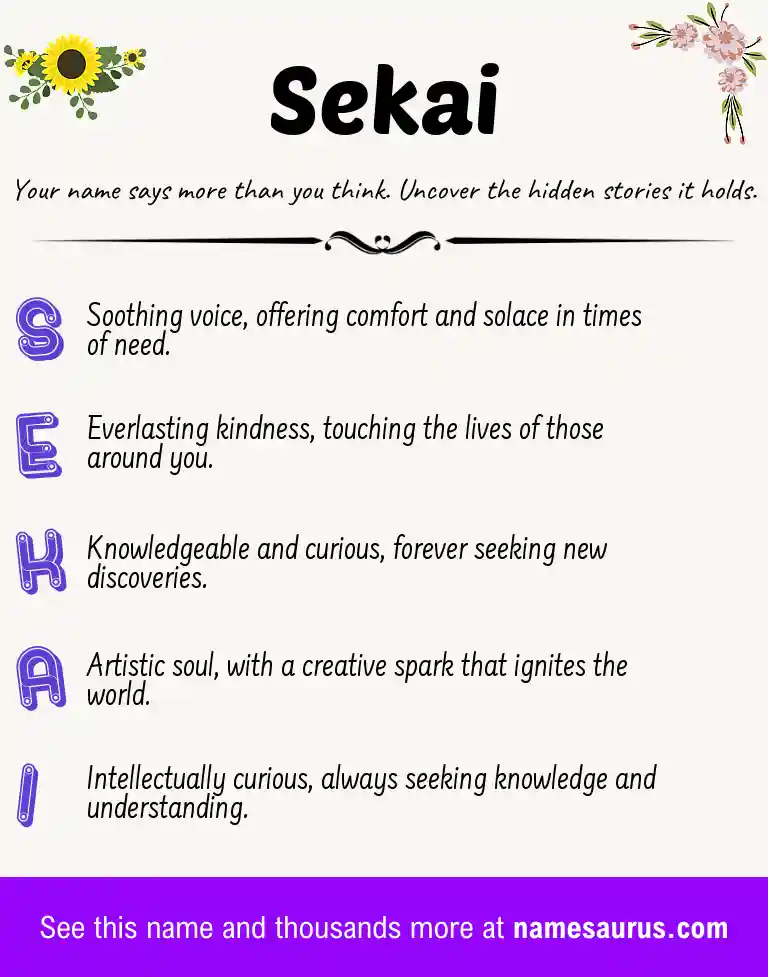 Acrostic poem about Sekai.