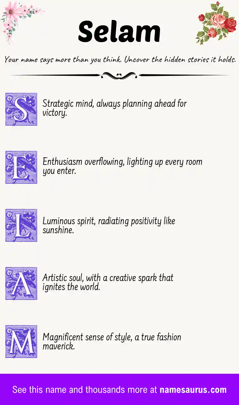 Acrostic poem about Selam.