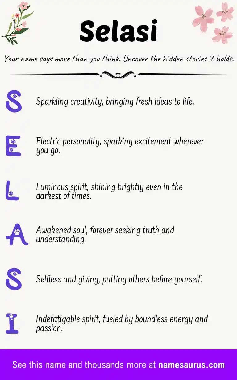 Acrostic poem about Selasi.