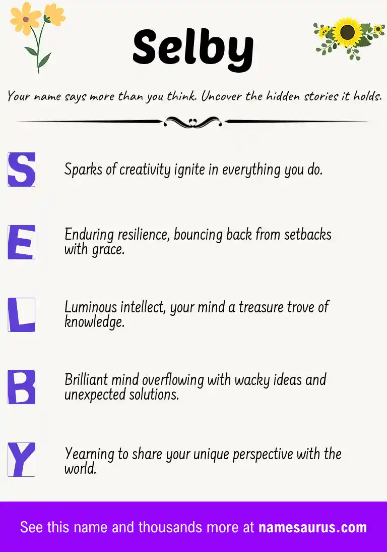 Acrostic poem about Selby.