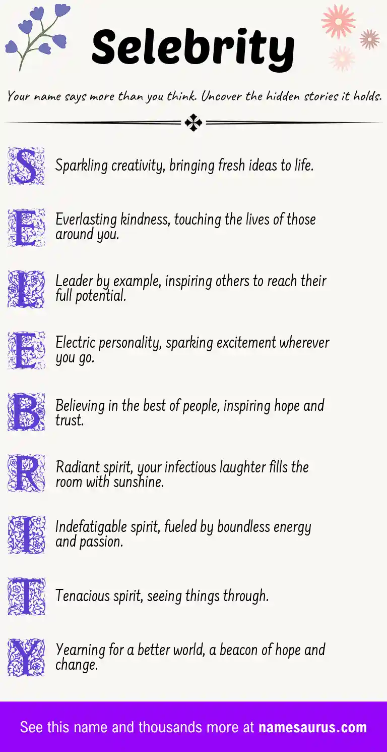 Acrostic poem about Selebrity.