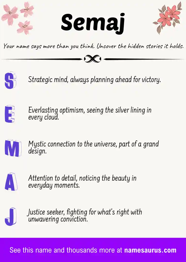 Acrostic poem about Semaj.