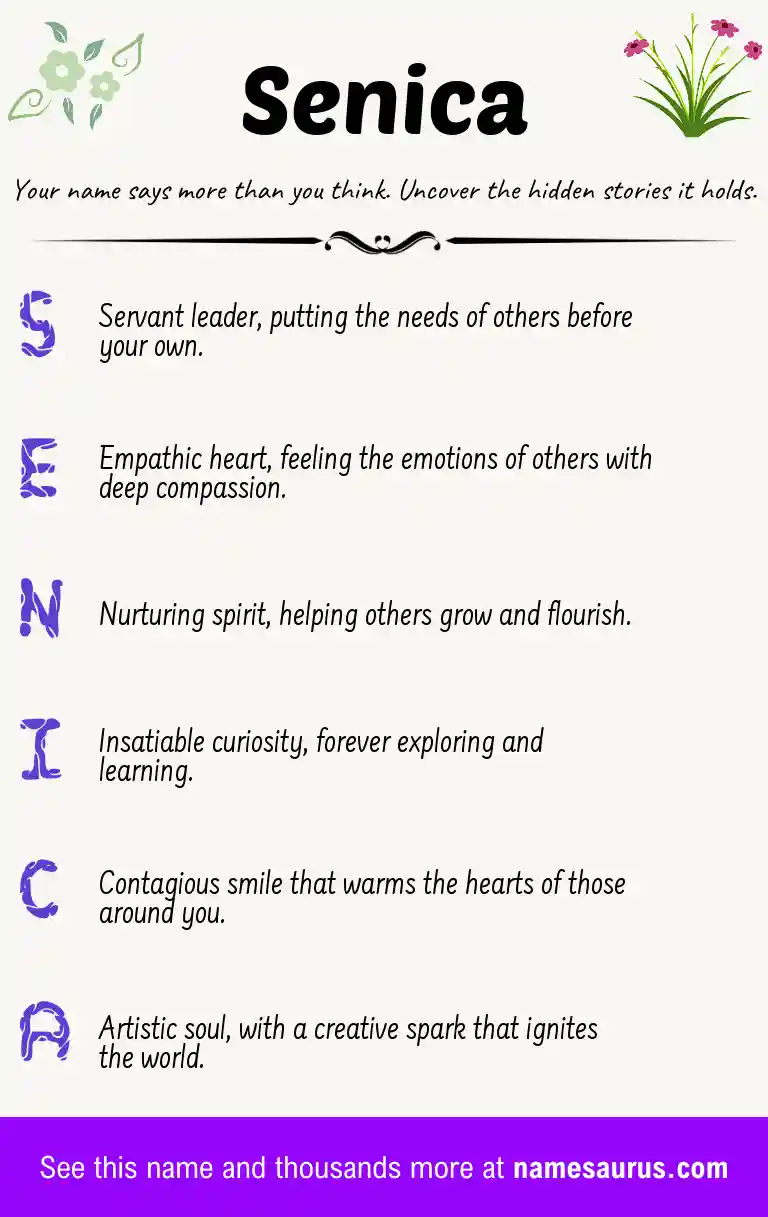 Acrostic poem about Senica.