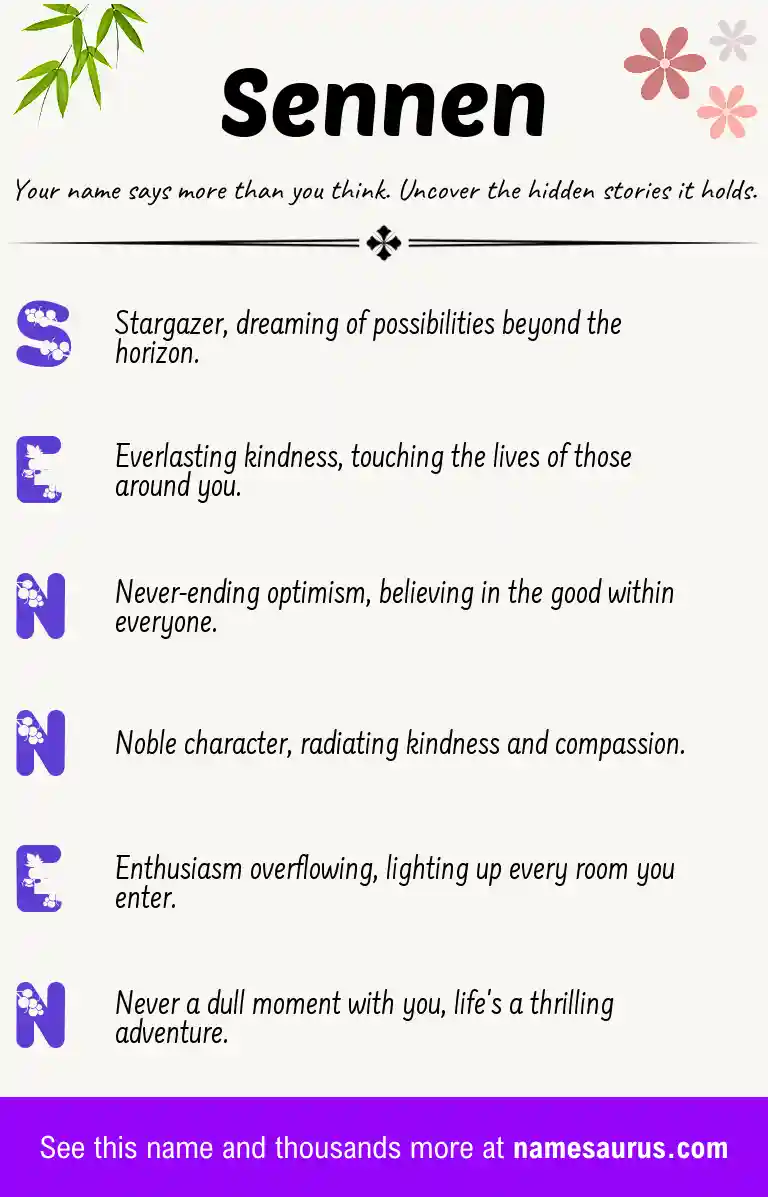 Acrostic poem about Sennen.