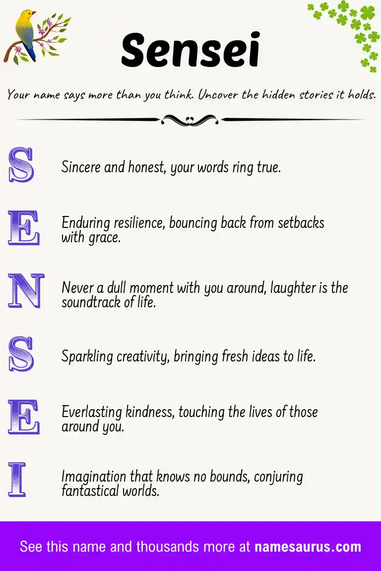 Acrostic poem about Sensei.