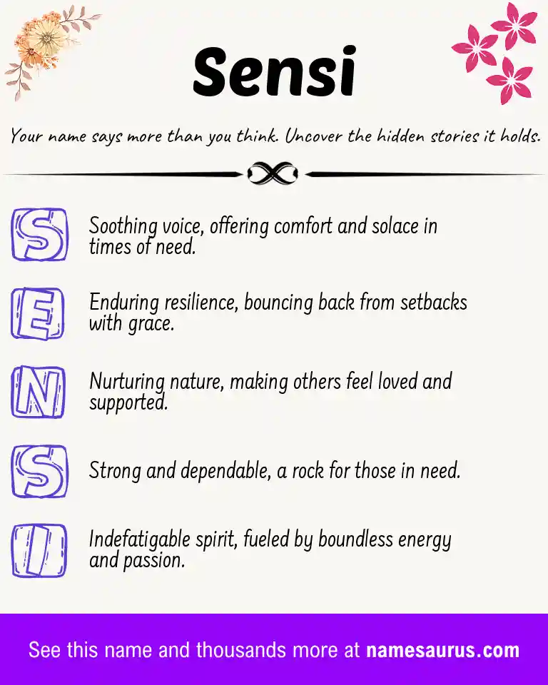 Acrostic poem about Sensi.