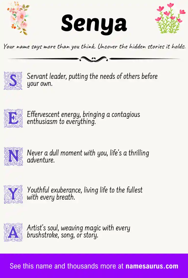 Acrostic poem about Senya.