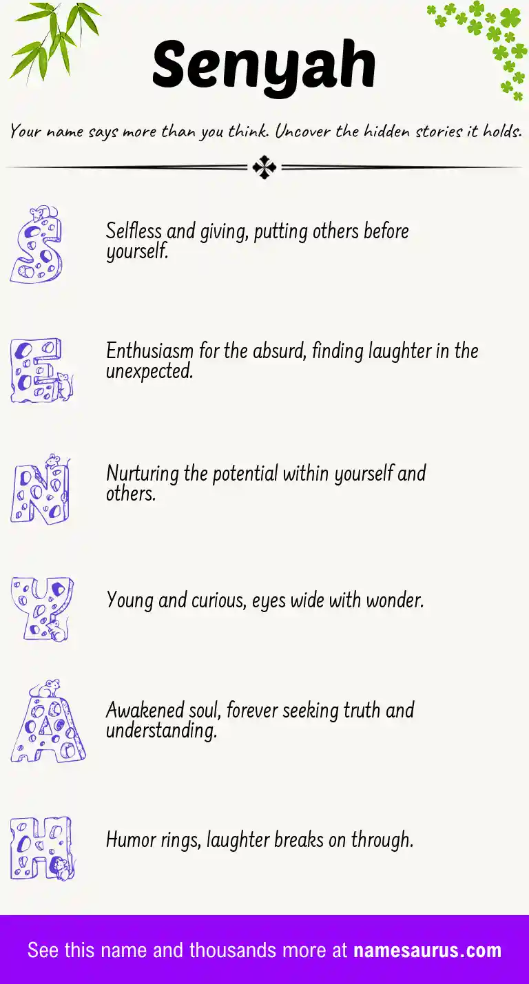 Acrostic poem about Senyah.