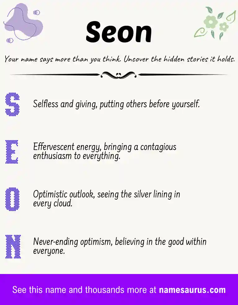 Acrostic poem about Seon.