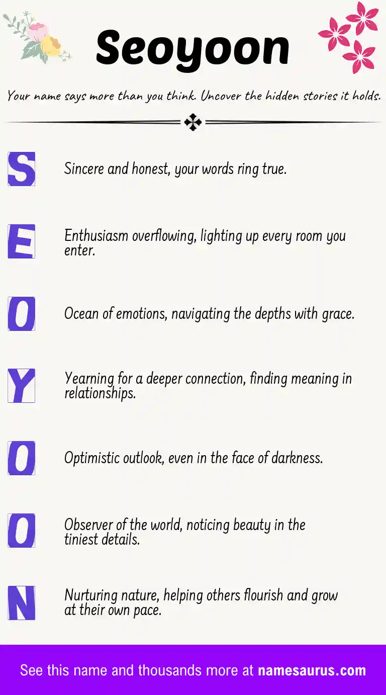 Acrostic poem about Seoyoon.