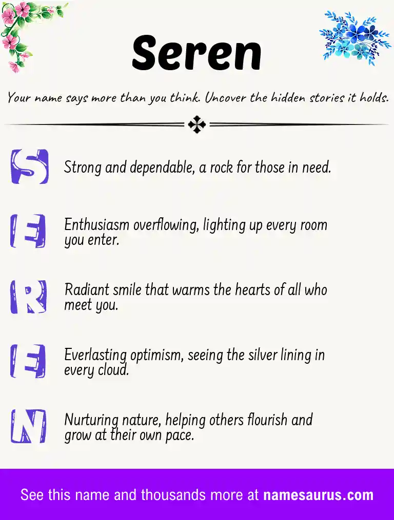 Acrostic poem about Seren.