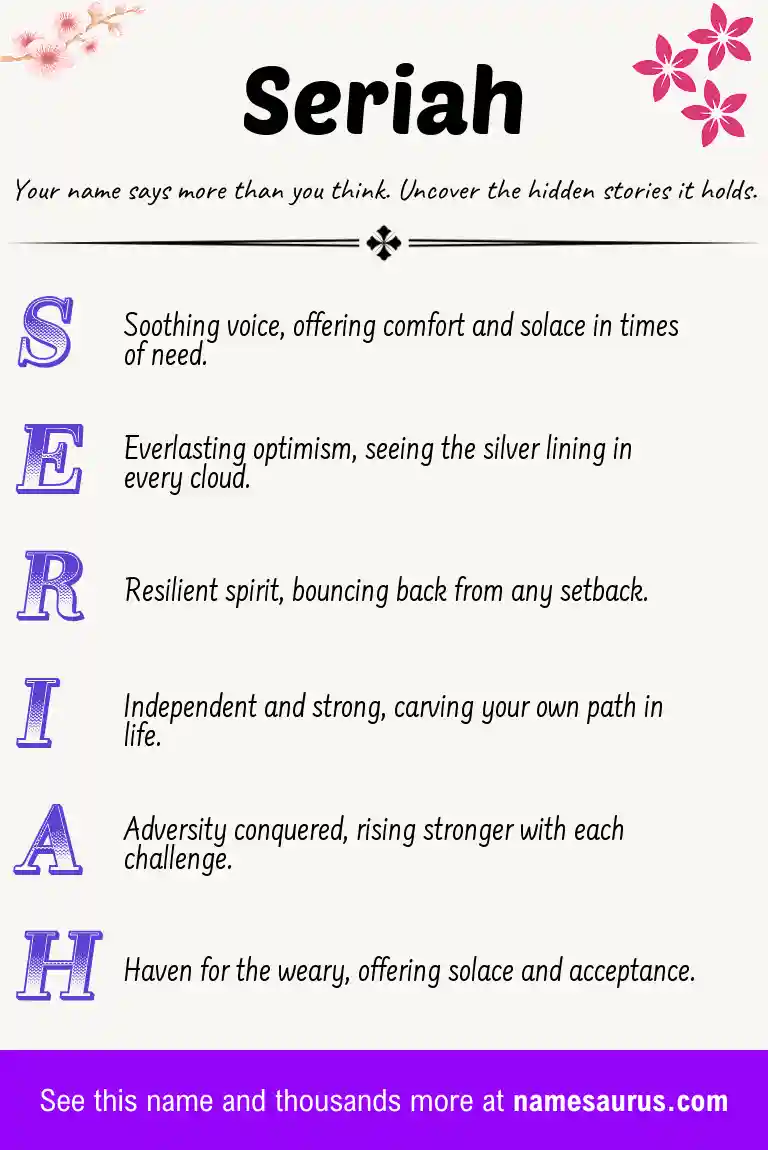 Acrostic poem about Seriah.