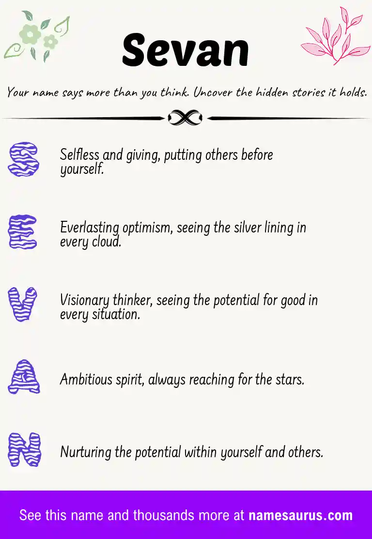 Acrostic poem about Sevan.