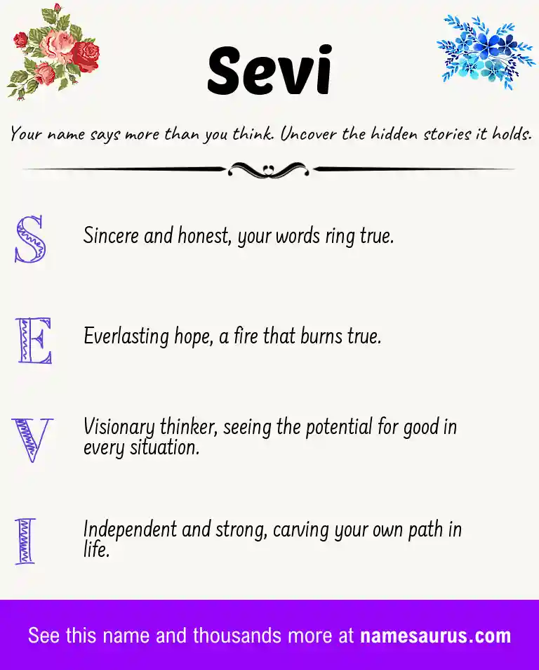 Acrostic poem about Sevi.
