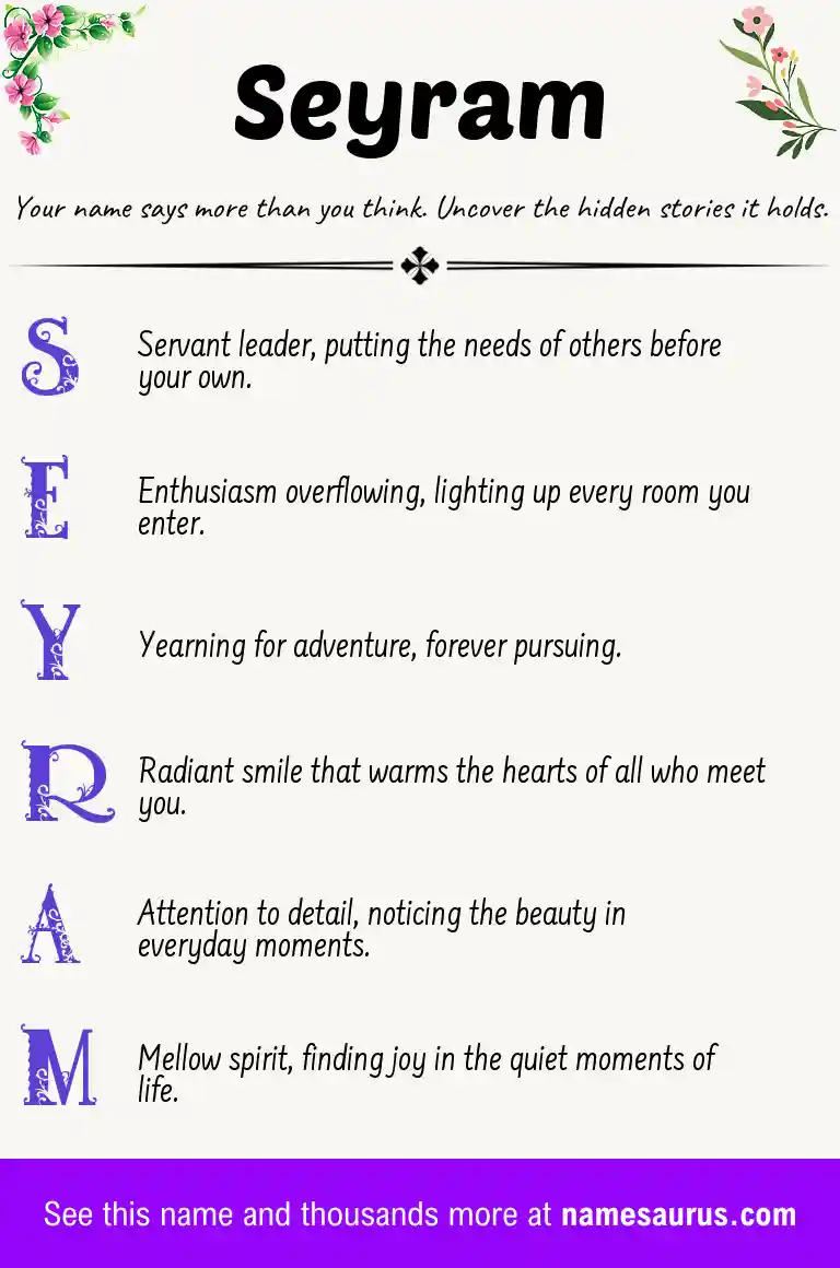 Acrostic poem about Seyram.