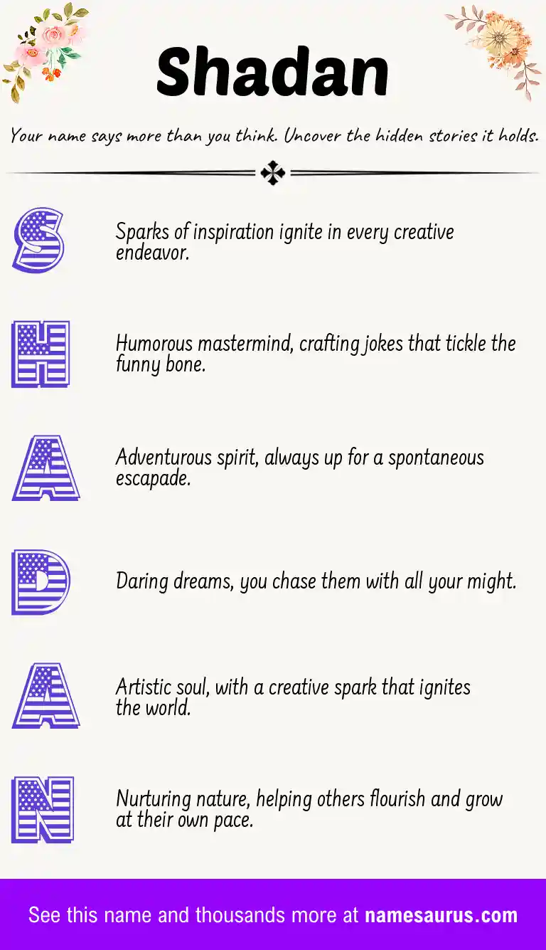 Acrostic poem about Shadan.