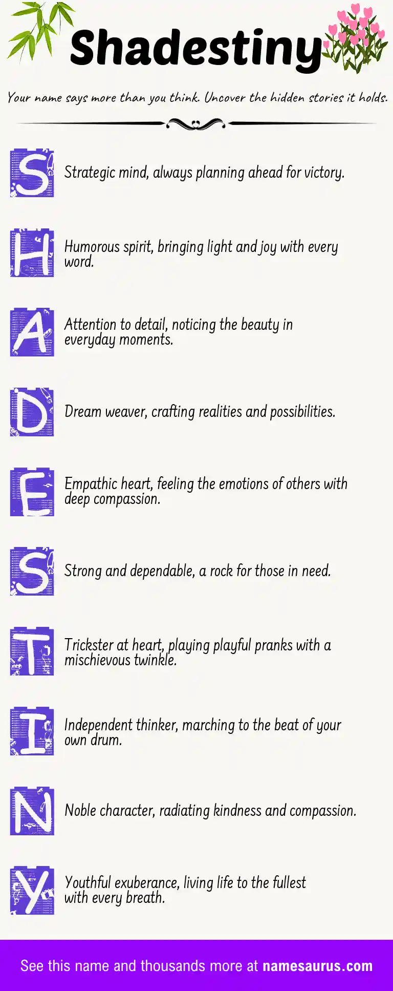 Acrostic poem about Shadestiny.
