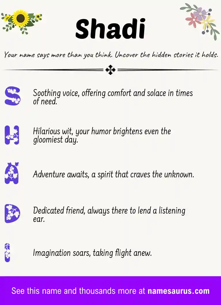 Acrostic poem about Shadi.