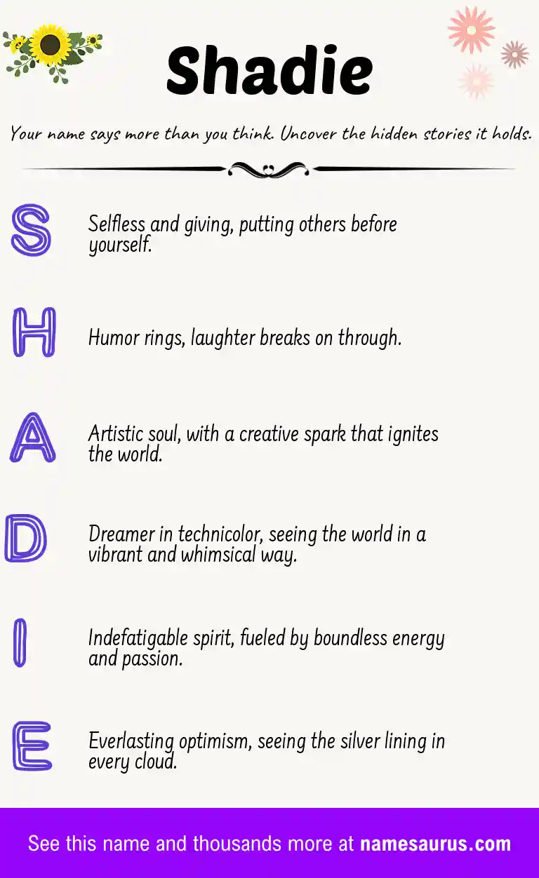 Acrostic poem about Shadie.