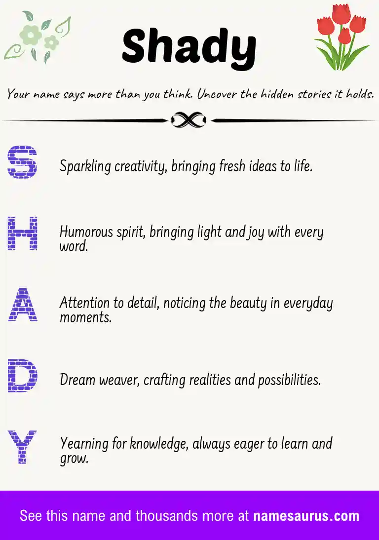 Acrostic poem about Shady.