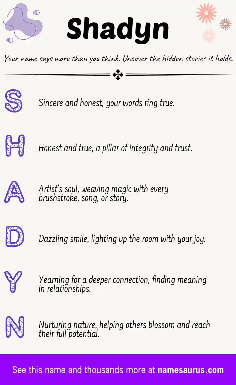 Acrostic poem about Shadyn.