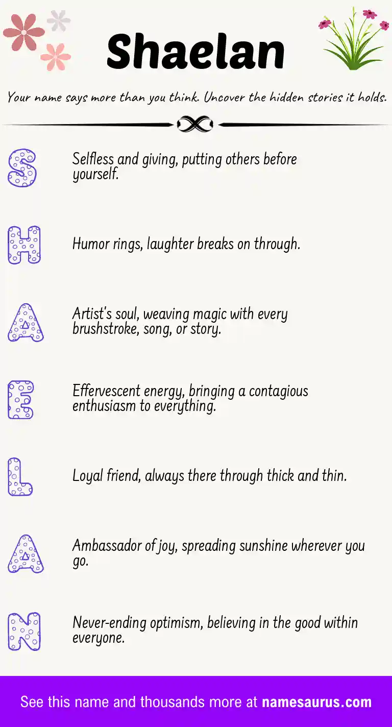 Acrostic poem about Shaelan.