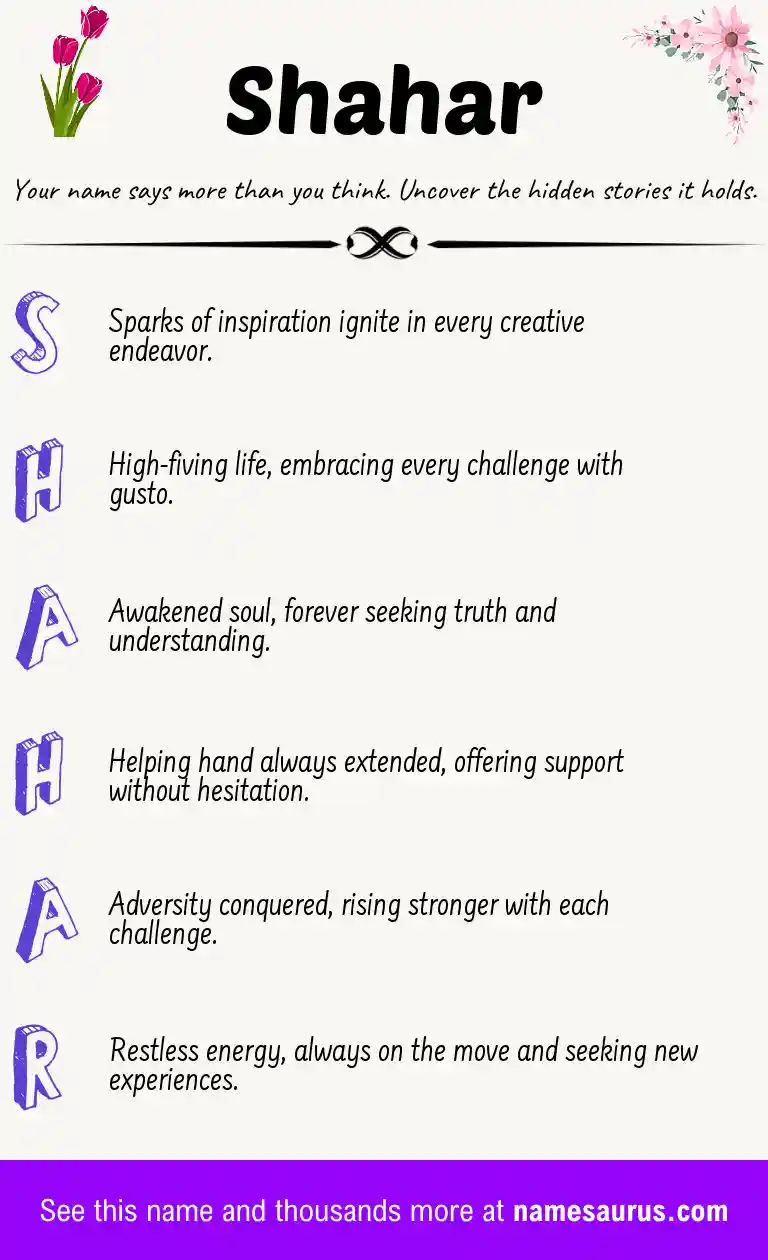 Acrostic poem about Shahar.