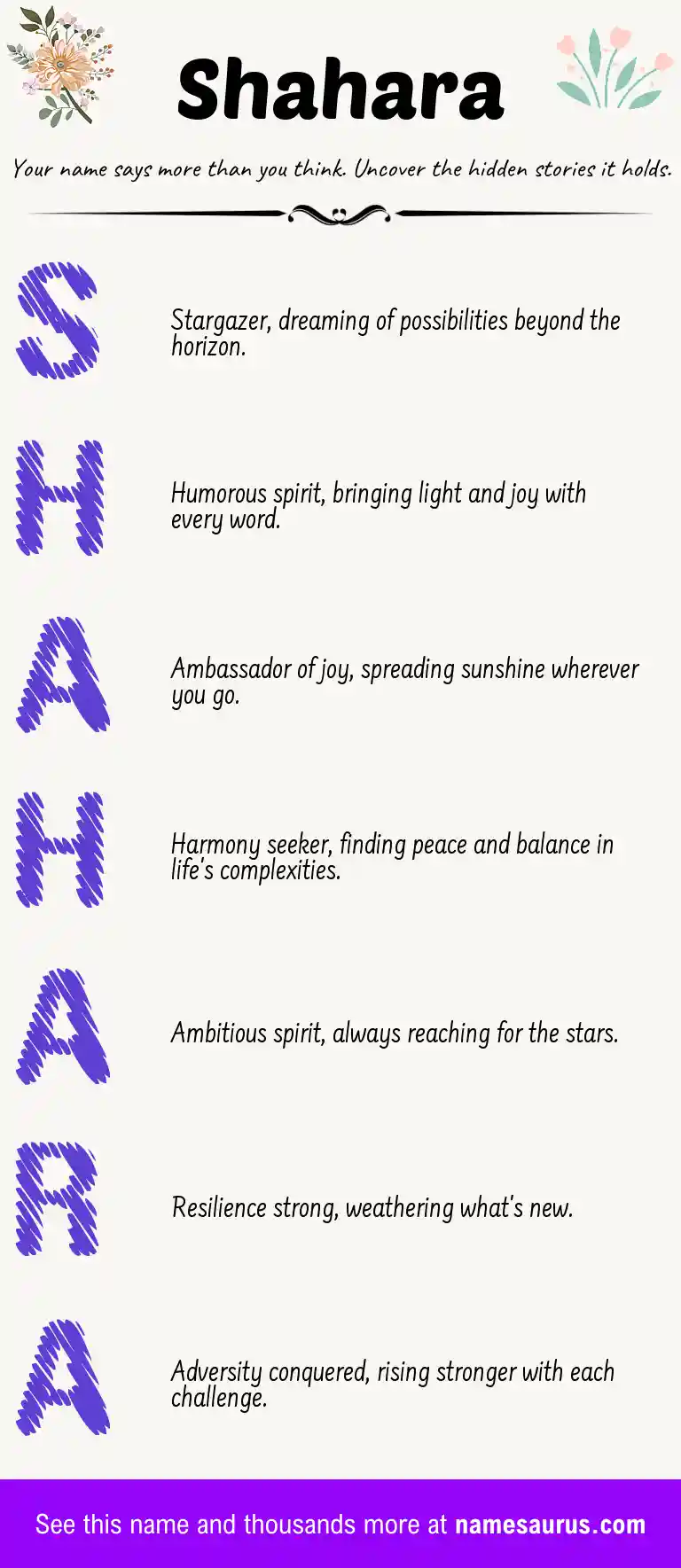 Acrostic poem about Shahara.