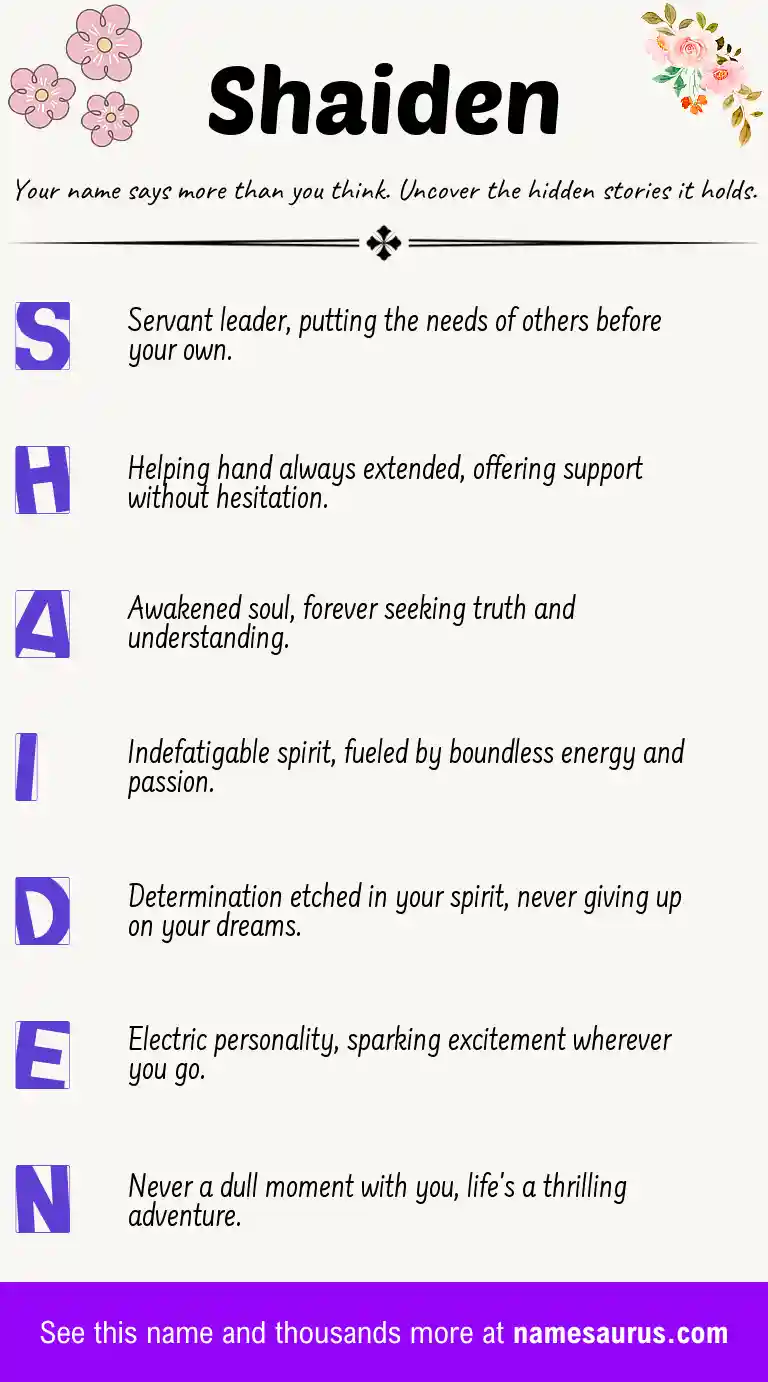 Acrostic poem about Shaiden.
