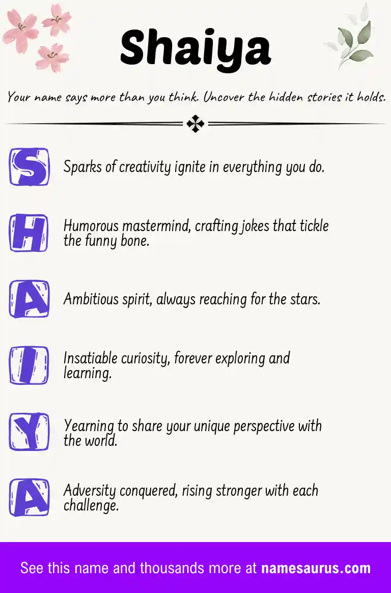Acrostic poem about Shaiya.