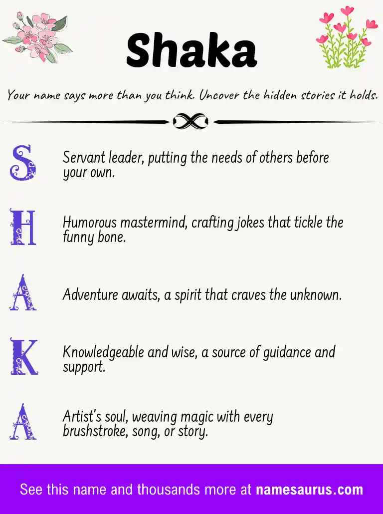 Acrostic poem about Shaka.