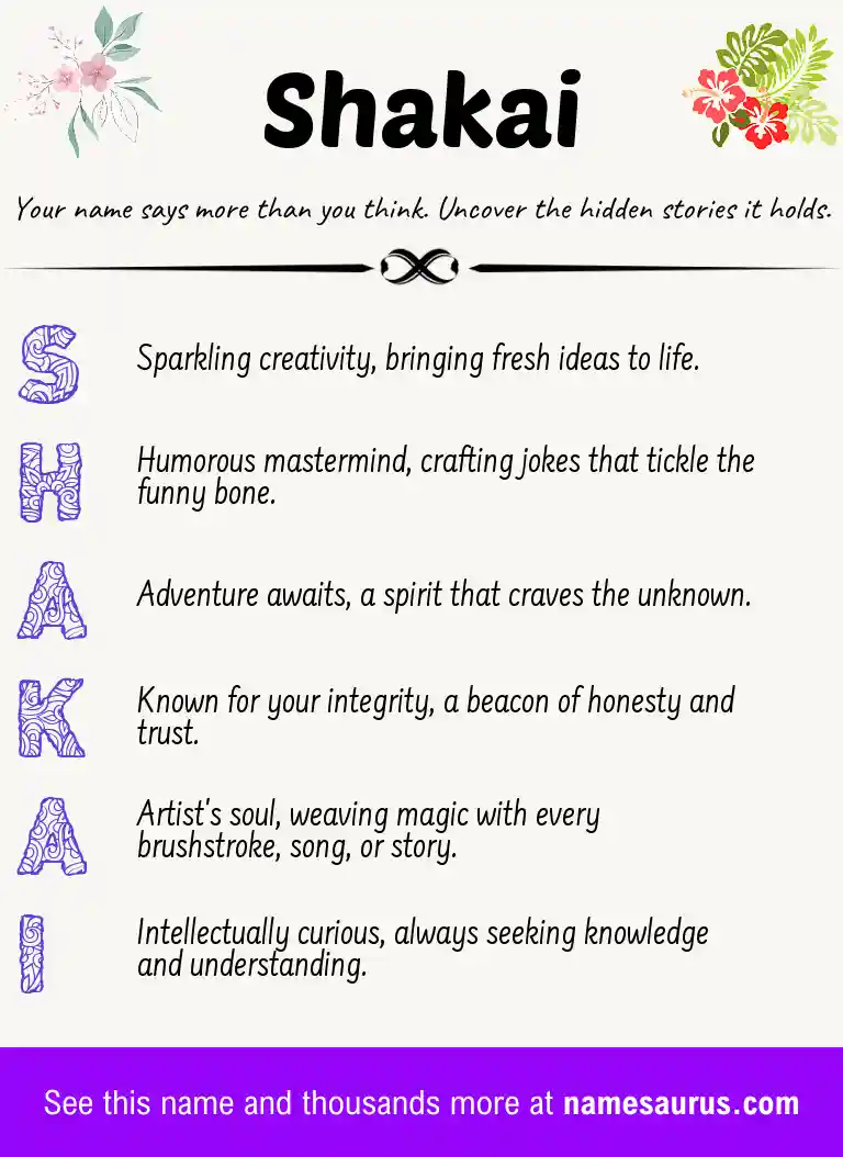 Acrostic poem about Shakai.