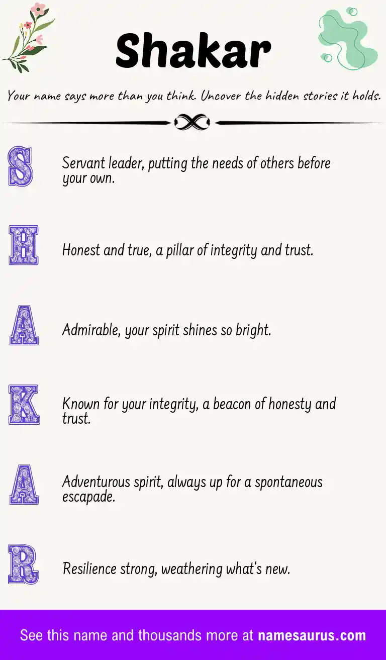 Acrostic poem about Shakar.