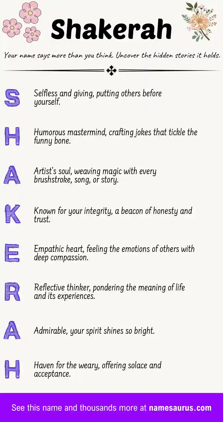 Acrostic poem about Shakerah.