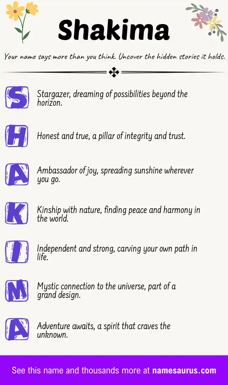 Acrostic poem about Shakima.
