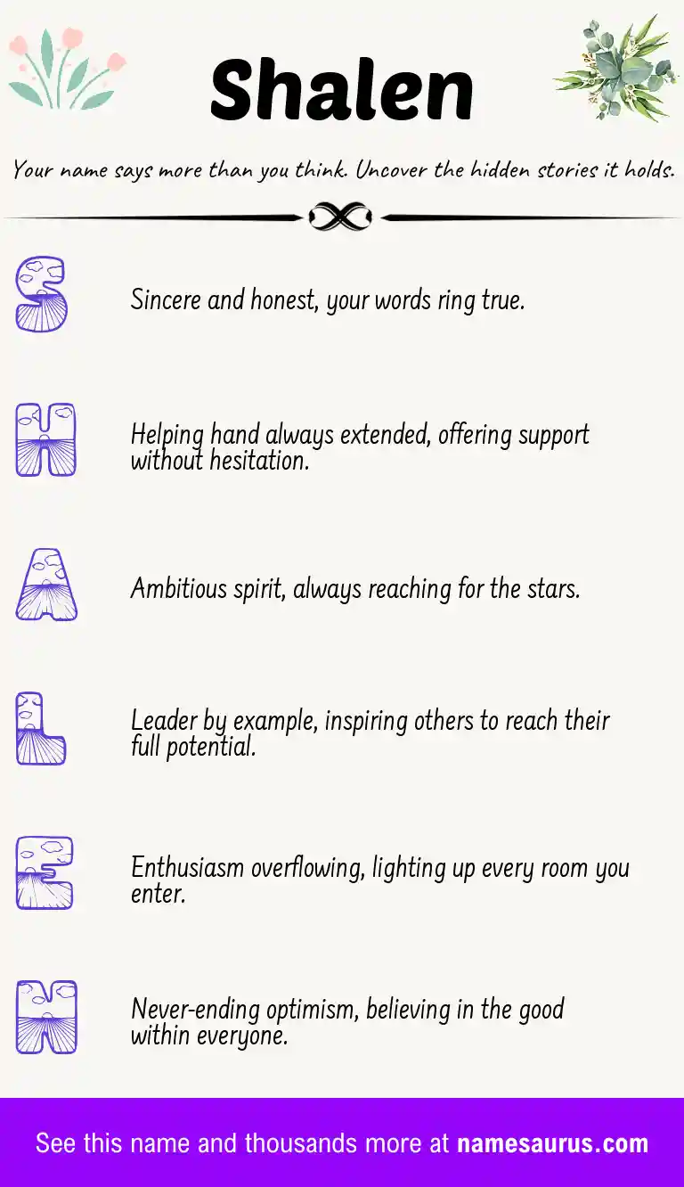 Acrostic poem about Shalen.