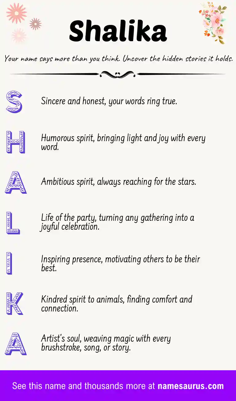 Acrostic poem about Shalika.