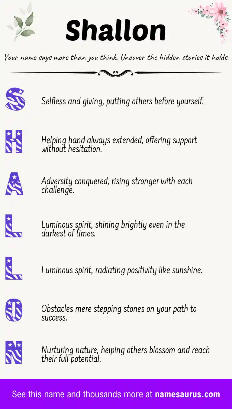 Acrostic poem about Shallon.