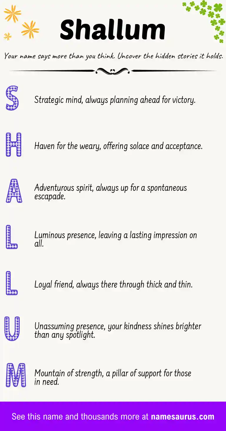 Acrostic poem about Shallum.
