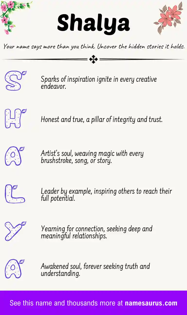 Acrostic poem about Shalya.