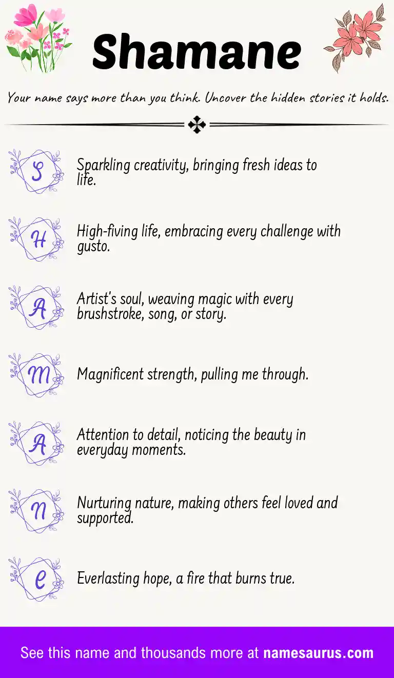 Acrostic poem about Shamane.